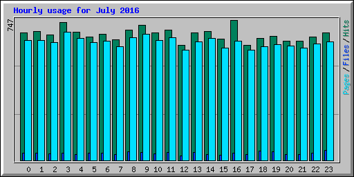 Hourly usage for July 2016